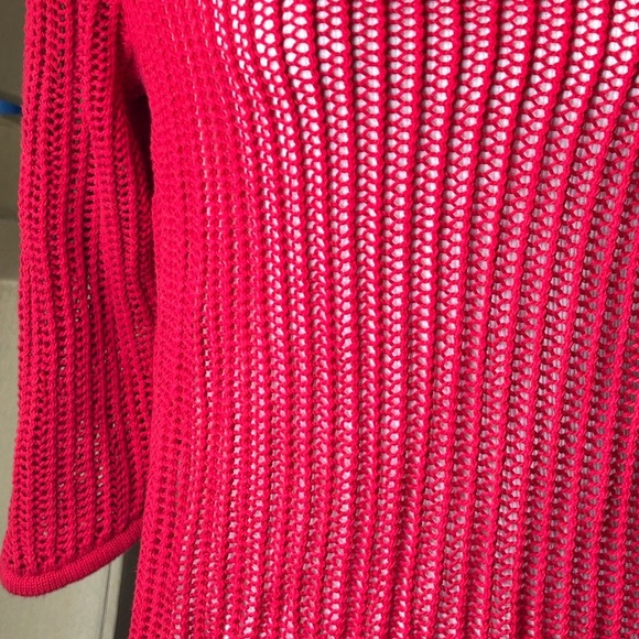 Sundry red sweater hooded loose knit pull over cotton tunic XL Anthropologie - Picture 4 of 6